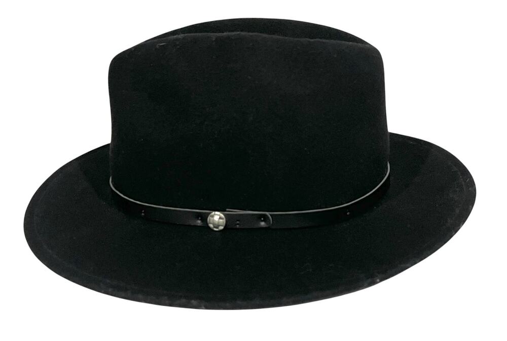 Black 100% Wool Hat Fedora MADE IN USA Size Large Mens or Womens